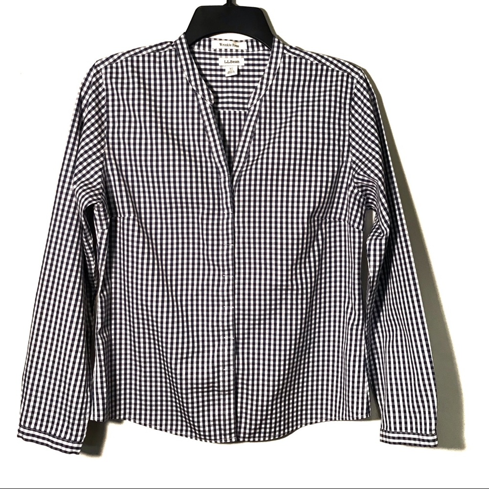 LL Bean flannel shirt size XS Blue white color